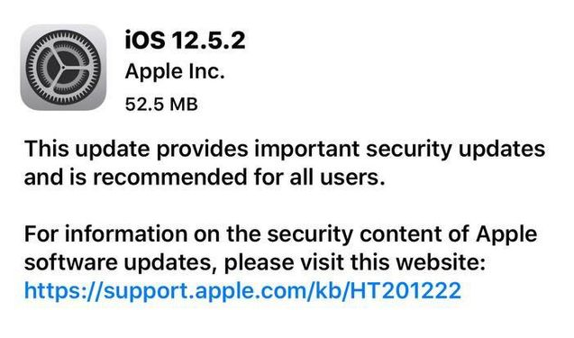 滨江苹果手机维修分享iOS12.5.2发布，建议所有老苹果用户安装 
